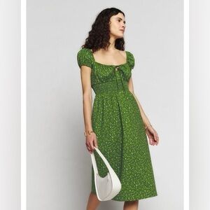 Reformation Arna Midi Dress in Isla Green Floral Print